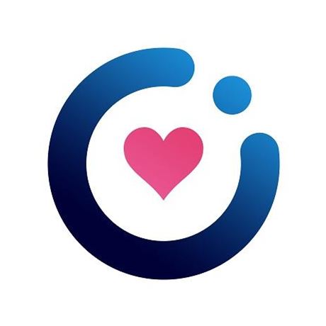 The Airmid app icon, a blue circle with a pink heart in the middle