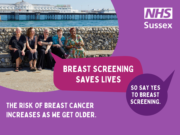 Breast screening saves lives, so say yes to breast screening. The risk of breast cancer increases as we get older.